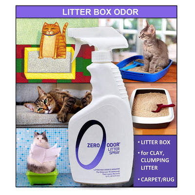 Zero Odor Litter Box Odor Eliminator, Trigger Spray, 16 ounces